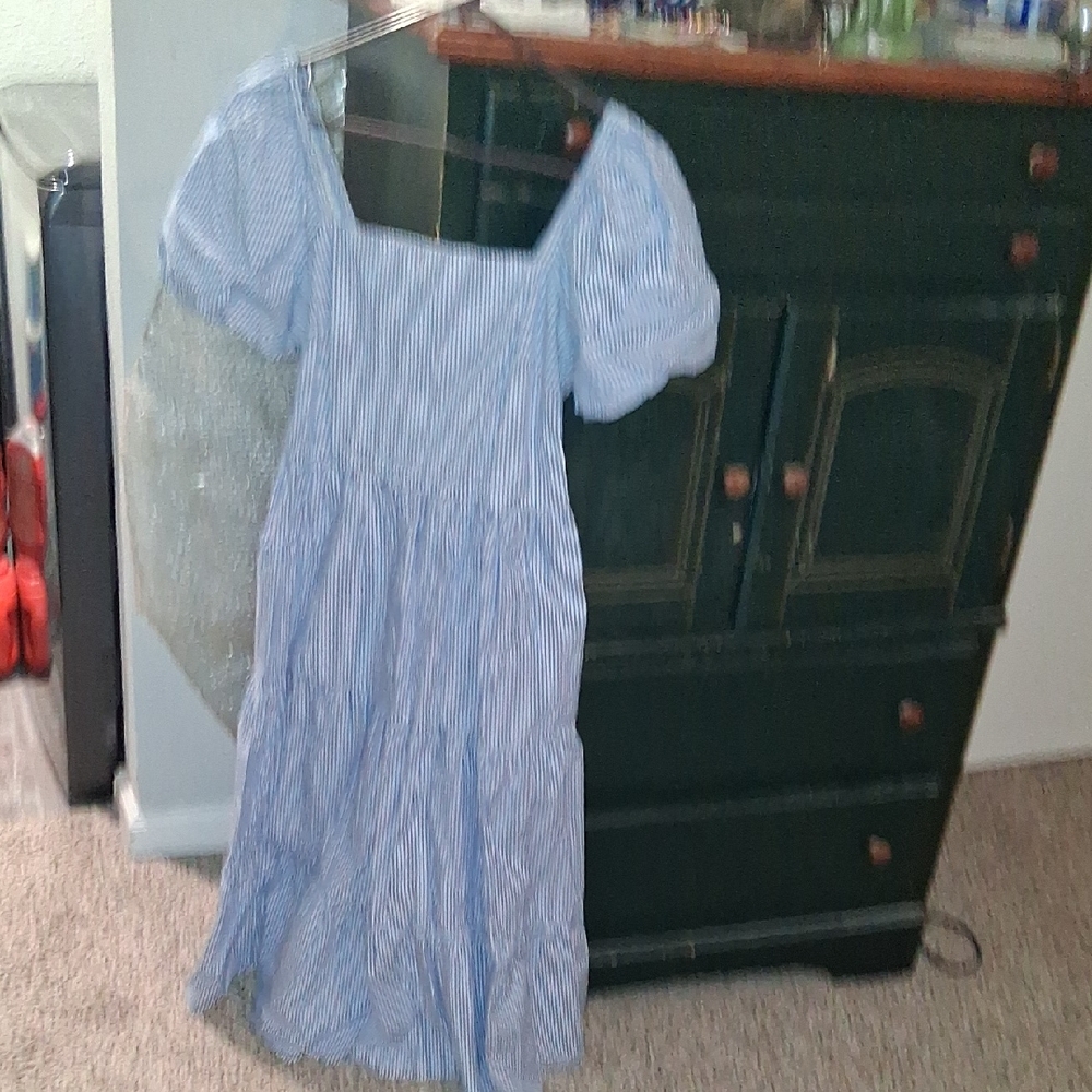 J. Crew Blue Striped Maxi Dress